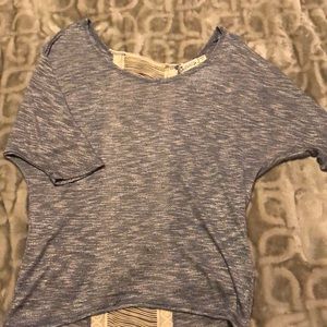 Heathered Blue Top with String Back Detail